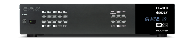 Kreuzschiene (HDBT2) 6x8 HDMI2.0 UHD,4K/ LAN/ RS232/ PoH 100m PUV-662-4K22
